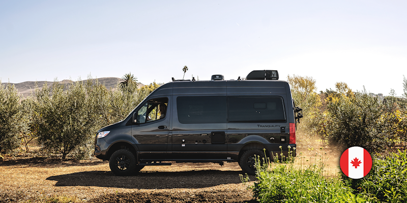 Tranquility Sprinter in desert with canada flag emblem